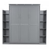 Glenn Engineered Wood Murphy Bed With Shelves And Led Lighting, Queen Size - Grey 