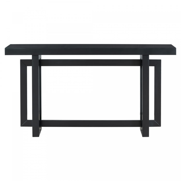 Ethan 59.1'' Triple Rectangle Design Painted Entryway Table with Pine Wood Legs,Black Sofa Table  
