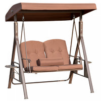 Outsunny 2-person Patio Swing Outdoor Swing Chair Canopy Swing With Adjustable Shade, Soft Cushions,