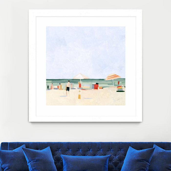 \"Family Vacation Ii\" Matted and Framed White 36x36 Wall Art