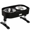 Pawhut Pet Feeder, 4 Adjustable Heights Elevated Dog Bowls With Slower Feeder, Stainless Steel Food 