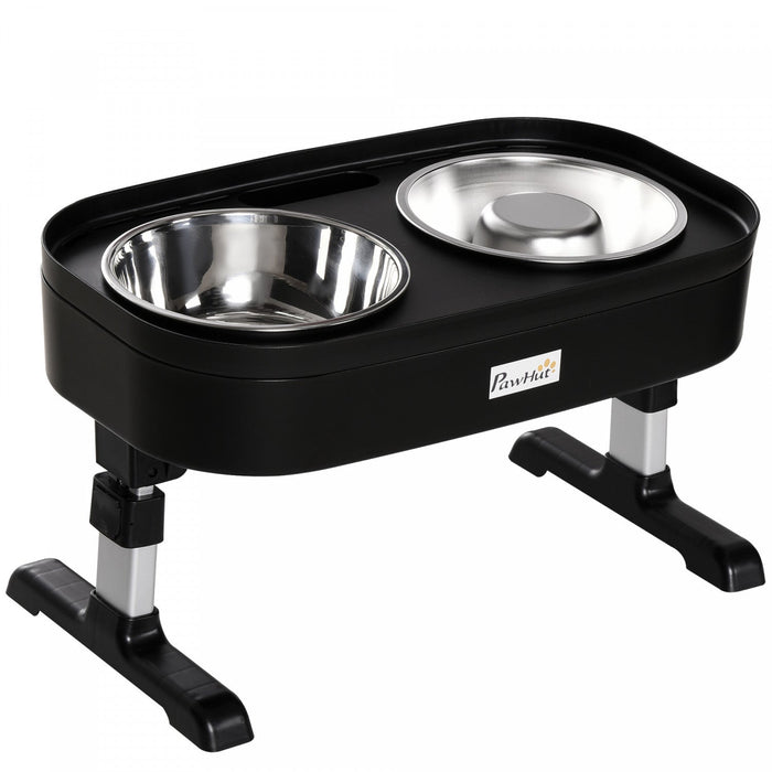 Pawhut Pet Feeder, 4 Adjustable Heights Elevated Dog Bowls With Slower Feeder, Stainless Steel Food 