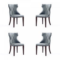 Reine Traditional Wood Upholstered Dining Chair in Gray - Set of 4 