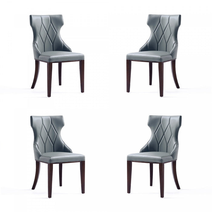 Reine Traditional Wood Upholstered Dining Chair in Gray - Set of 4 