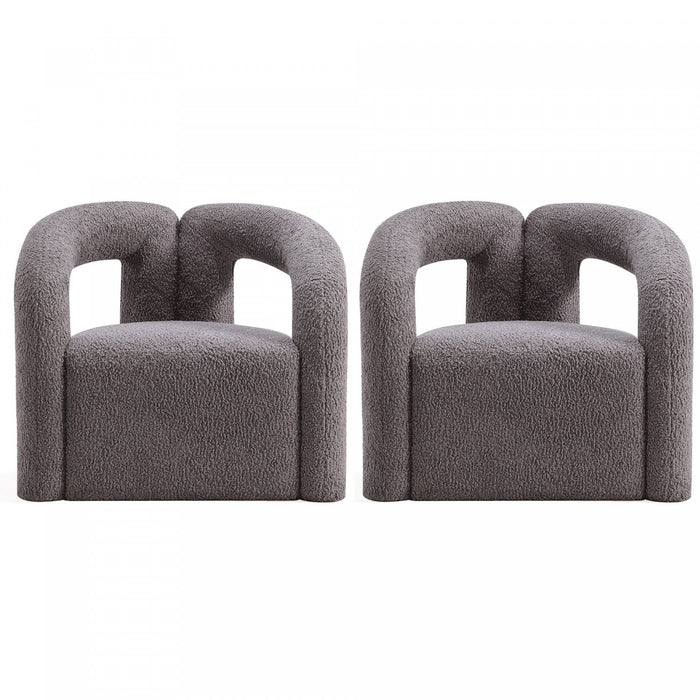 Darian Modern Boucle Lounge Chair in Gray - Set of 2 