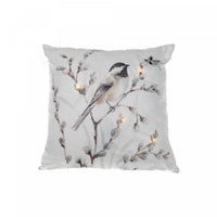LED Velvet Cushion Bird on Branch 18 x 18 - Set of 2 Cushions