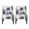 Oliver Linen-look Fabric Accent Chair Set Of 2 With Rubberwood Legs - Blue, Multicolour 