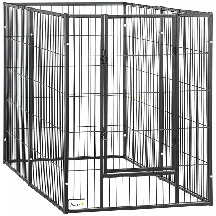 Pawhut 6 Panel Dog Playpen Dog Pen Metal Pet Fence For Outside Indoor, Adjustable Width, Heavy Duty 