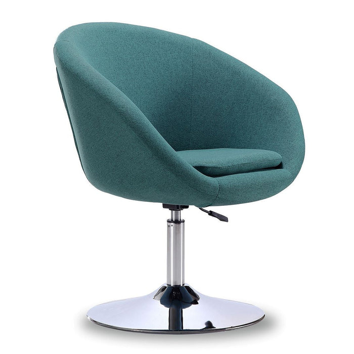 Manhattan Comfort Hopper Polished Chrome Twill Adjustable Height Accent Chair - Sky Blue