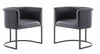 Cosmopolitan Mid-Century Modern Vegan Leather Metal Dining Chair in Black - Set of 2 