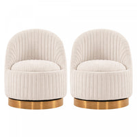 Leela Modern Chenille Swivel Lounge Chair in Cream - Set of 2 Accent Chair