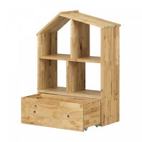 Sweedi House Shaped Bookcase with Storage Bin - Natural Wood
