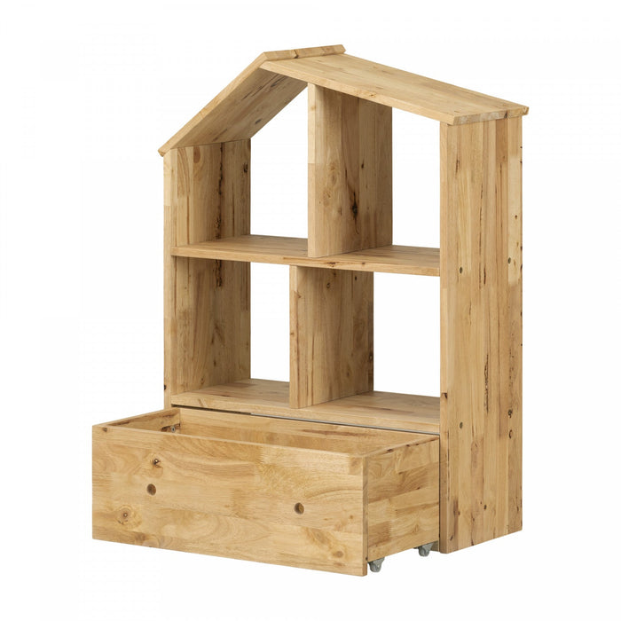 Sweedi House Shaped Bookcase with Storage Bin - Natural Wood  