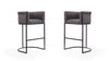 Cosmopolitan Mid-Century Modern Metal Upholstered Barstool in Graphite - Set of 2 Bar Stool 