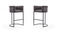 Cosmopolitan Mid-Century Modern Metal Upholstered Barstool in Graphite - Set of 2 Bar Stool