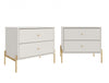 Jasper Modern 25\" Nightstand in Off White (2-Drawer) - Set of 2 