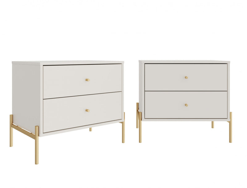 Jasper Modern 25\" Nightstand in Off White (2-Drawer) - Set of 2 