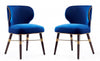 Strine Modern Wood Upholstered Dining Chair in Blue and Gold - Set of 2 