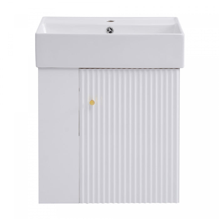 Rachel 21.6\" Floating Bathroom Vanity With Ceramic Basin, Soft-close Door, And Left Side Storage 
