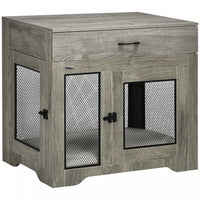 Pawhut 32in Dog Crate Furniture With Cushion, 2 Doors, Dog Kennel End Table With Storage, Indoor Dog