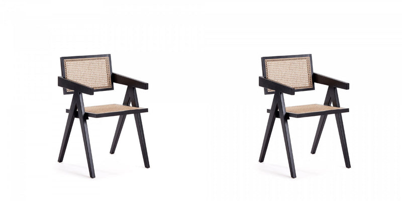 Hamlet Industry Chic Wood Armchair in Black and Natural - Set of 2 Dining Chair 