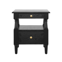 Emma 2-Drawer Wooden Bedroom Nightstand with Non-Slip Feet, Black