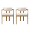 James Armrest Dining Chair Set Of 2 With Rubberwood Frame - Beige 