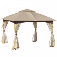 Outsunny 11' X 11' Steel Gazebo Canopy Party Tent Shelter With Double Roof, Netting Sidewalls, Corne