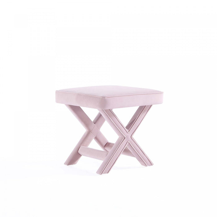Abigail Mid-Century Modern Upholstered Velvet Accent Bench in Pink 