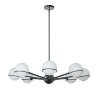 Dainolite Sofia 8 Light Chandelier Matte Black White Opal Glass Lamp