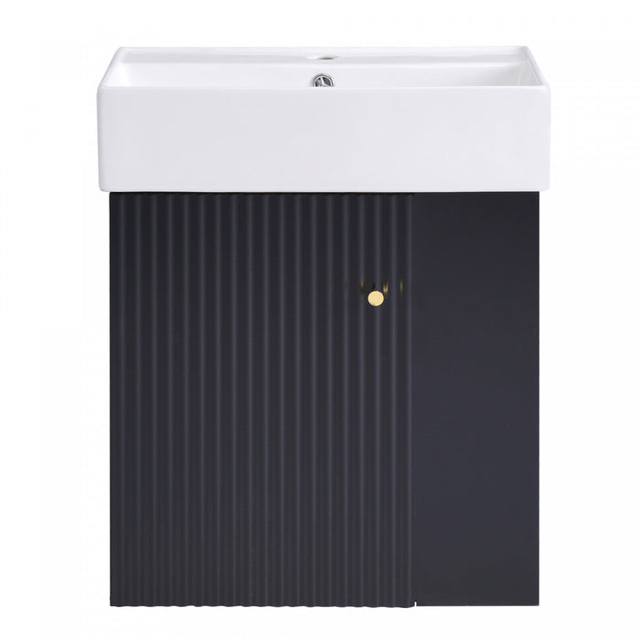 Rachel 21.6\" Floating Bathroom Vanity With Ceramic Basin, Soft-close Door, And Left Side Storage 