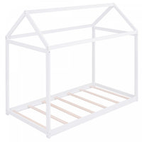 Susan Easy-clean Design Solid Wood House Bed With Roof Frame, Twin Size - White 