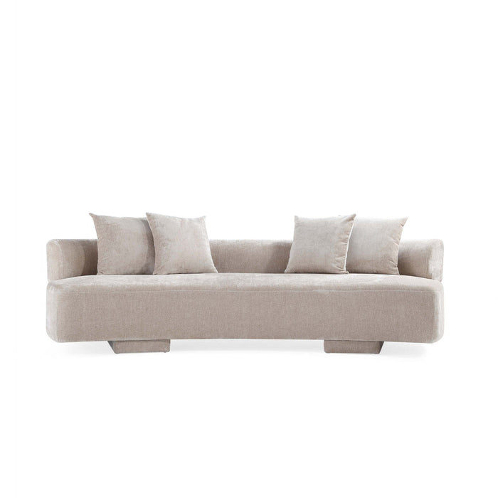 Verandah Mid-Century Modern 112\" Chenille Sofa in Beige 