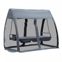 Outsunny 3-seat Outdoor Swing Chair, Porch Swing, Chaise Lounger Bed, Garden Hammock, Converting Fla