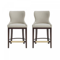 Blair Modern Wood Upholstered Counter Stool in Stone - Set of 2 Bar Stool 