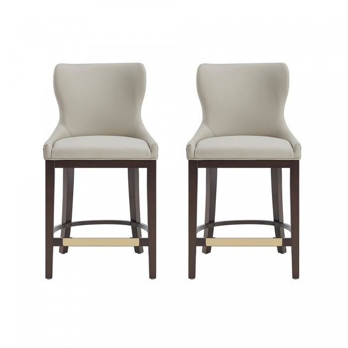 Blair Modern Wood Upholstered Counter Stool in Stone - Set of 2 Bar Stool 
