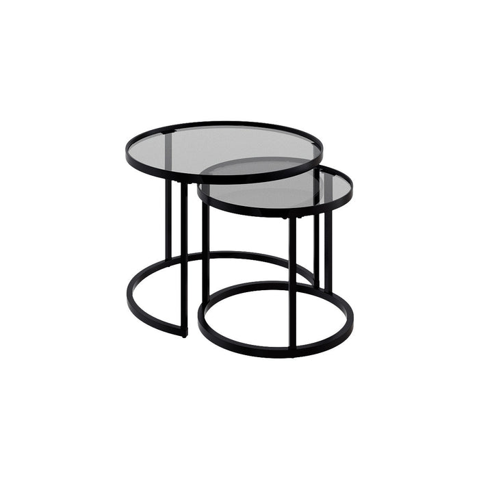 Opal Two Top Round Nested Tables - Glass Top 