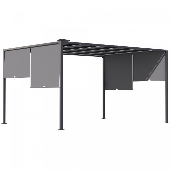 Outsunny 10'x13' Outdoor Pergola W/ LED Lights, Retractable Roof, Grey
