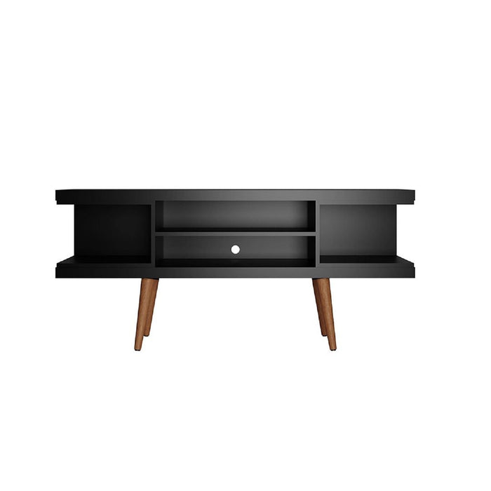 Manhattan Comfort Utopia 53.14\" TV Stand with Splayed Wooden Legs & 4 Shelves - Black