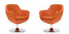 Caisson Modern Upholstered Swivel Lounge Chair in Orange - Set of 2 
