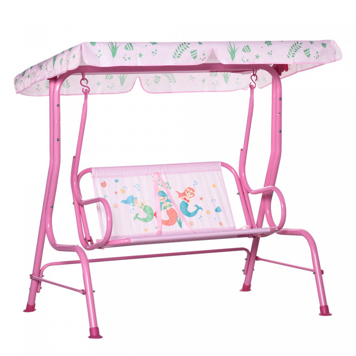 Outsunny 2-seat Kids Porch Swing Chair, Children Outdoor Patio Furniture Lounge Chair For Garden, Wi