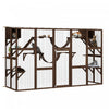 Pawhut Catio, Large Outdoor Cat Enclosure With Cat Condos, Platforms, Ladders, Doors, Weather-resistant Roof, Wooden Cat Cage For 1-4 Cats, Espresso