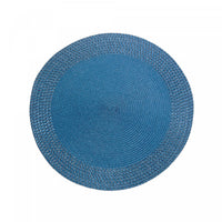 Vinyl Round Placemat with Blue Border - Set of 12
