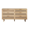 59\" Mila Modern 6 Drawer Rattan Storage Cabinet with Engineered Wood Frame- Natural 