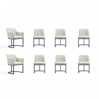 Serena Modern 8-Piece Dining Set in Ivory Dining Chair 