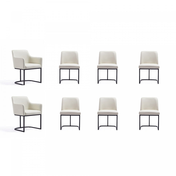 Serena Modern 8-Piece Dining Set in Ivory Dining Chair 