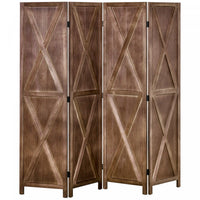 Homcom 5.6ft 4-panel Wooden Room Divider With Foldable Design