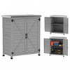 Outsunny Wooden Storage Cabinet, Outdoor Garden Shed W/shelf, Grey