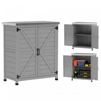 Outsunny Wooden Storage Cabinet, Outdoor Garden Shed W/shelf, Grey