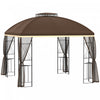 Outsunny 10' X 10' Outdoor Patio Gazebo Canopy With Double Tier Roof, Removable Mesh Nettings, Displ